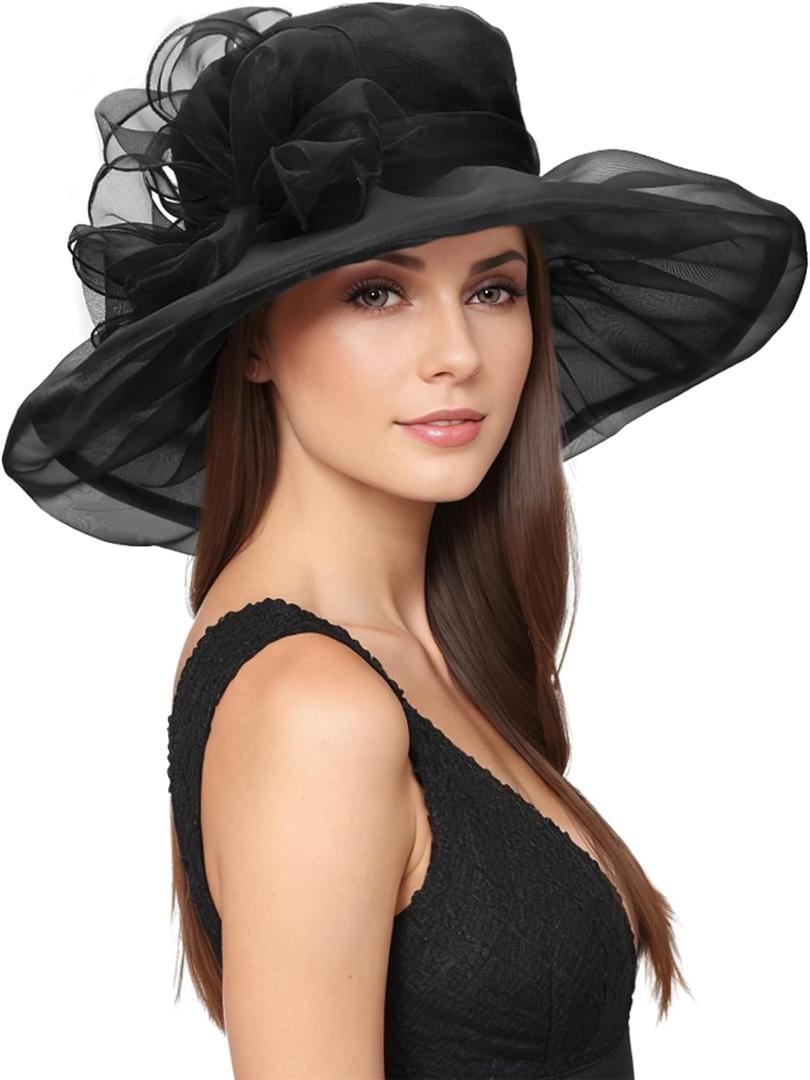 Zando 2026 Kentucky Hats Derby for Women Elegant Tea Party Hats Organza Victorian Church Wedding Fascinator Hat