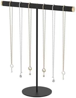Pangkeep T-Bar Necklace Holder, Jewelry Chains Display Stand for Selling, Velvet Necklace Organizer Stand for Show, Jewelry Tower Tree (Black)