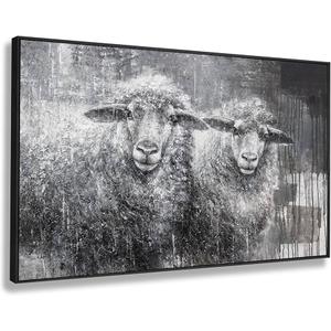 Animal Wall Art Decor Farmhouse Sheep Picture Modern Farmhouse Decor Vintage Rustic Farm Animals Painting Cute Sheep Artwork For Kitchen Living Room