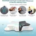 CHxxy Cervical Neck Pillow for Pain Relief Sleeping, Memory Foam Pillows, Ergonomic Side Sleeper Pillows, Cooling Orthopedic Neck Support Pillow for Back Stomach Sleepers-Queen Size Grey&White