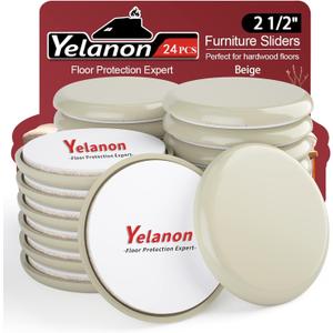 Yelanon Furniture Sliders, 24 pcs-2 1/2 Furniture Sliders for Carpet Pads Hardwoods Floors, Heavy Duty Furniture Movers Sliders, Reusable Furniture Moving Pads, Floor Protectors for Carpet