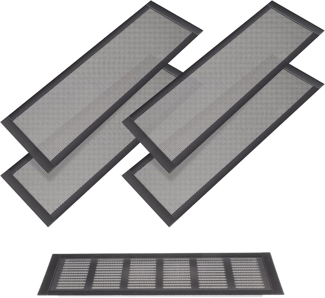 Shappy Vent Covers for Home Floor Standard Covers Magnetic Mesh Vent for Ceiling Floor Outlet Screens Catch Debris Hair Insect, Black(4 Pieces,4 x 14 Inch)