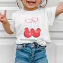 Girls Bow Cherry Shirt Cute Shirts Kids Graphic Tees Aesthetic Funny Tshirts Crewneck Summer Short Sleeve (White, 150 Child)