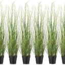 Jexine 6 Pcs 4 ft Tall Artificial Grass Plant Potted Artificial Greenery Floor Plants Faux Pampas Grass Tall in Pot for Housewarming Gift House Garden Bathroom Lobby Outdoor Decoration