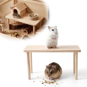 DOPENSPI Hamster Play Wooden Platform, 5.51x4.72x4.72in Hamster Cage Platform Small Animal Wood Stand Cage Accessories for Syrian Hamsters Mice Squirrel and Other Small Pets