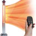 SereneLife Infrared Patio Heater, Electric Patio Heater with Remote Control, 1500 W, Indoor/Outdoor Heaters for Patio, Restaurant, Backyard, Garage, Decks (Silver)