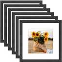 VMUZEDER 8x8 Picture Frame Rustic Black Wood Set of 3,Display Pictures 5x5 with Mat or 8x8 Without Mat,Multi Photo Frames Collage for Wall or Tabletop Display