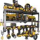 Power Tool Organizer for Tool Storage, Drill Holder Wall Mount with Screwdriver Organizer, Tool Holder for Garage Wall Organization, Heavy Duty Metal Tool Shelf with Battery Holder (3 shelves 7 slots)