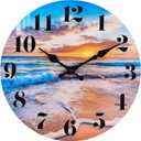 jomparis Beach Wall Clock Indoor Outdoor Sunset Waterproof Wall Clock Decor for Patio Pool Garden (12Inch, Coastal Theme)
