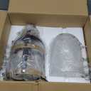 Outdoor Pendant Light for Porch,Modern Exterior Hanging Lantern with Adjustable Chain, in Black and Wood Grain Finish with Seeded Glass for Front Door,Entryway,Farmhouse (Wood Grain)