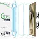 amFilm Auto-Alignment OneTouch for Samsung Galaxy S24 Ultra 6.8'' Screen Protector + Camera Lens Protector, Tempered Glass, 30 seconds Installation, Bubble Free, Anti-Scratch (S24U-6.8")
