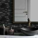SUNWINGS 5-Sheet Peel and Stick Mosaic Natural 3D Stone Self Adhesive Marble Tiles, 11.5" x 10.7" Stick on Backsplash for Kitchen Bathroom Fireplace Vanity, Mixed Black