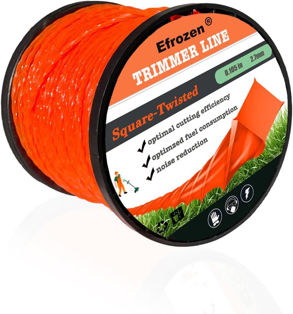 Weed Eater String, Commercial Square Twist .105" Diameter x 302' String Trimmer Line in Spool,Premium Nylon Universal Replacement Weed Wacker String, Orange