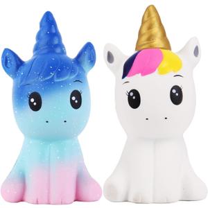 Anboor 4.9 Inches Squishies Unicorn Galaxy Kawaii Soft Slow Rising Scented Animal Squishies Stress Relief Kids Toys (Galaxy + White)