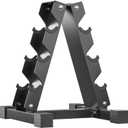 4-Tier Dumbbell Rack Stand, A-Frame Metal Weight Rack with Handle Space-Saving Strength Training Dumbbell Storage for Home Gym