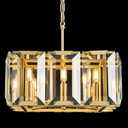 Gold Modern Crystal Chandeliers Rectangle Farmhouse Pendant Light Semi Flush Mount Ceiling Light Fixture for Bedroom Dining Room Kitchen Island Living Room Foyer Hallway(8-Light)