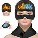 3-in-1 Migraine Relief Cap with Gel Eye Mask & Neck Ice Pack, Hot & Cold Therapy for Headaches, Sinus, Puffy Eyes, Reusable Headache Relief Gifts for Women & Men Black, Large