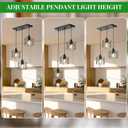 3 Light Pendant Lighting, Farmhouse Hanging Light Fixture for Kitchen Island & Dining Room, Industrial Vintage Ceiling Lamp with E26 Base, Adjustable Height, Matte Black