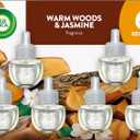 AIR WICK Plug In Scented Oil Air Freshener Refill Pack - 6 Count Oil Refill Warm Woods & Jasmine 6 ct., Essential Oils