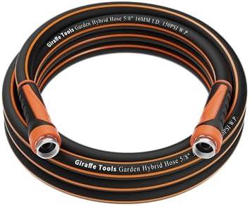 Giraffe Tools Garden Leader Hose 15ft x 5/8", Short Water Hose Heavy Duty, Flexible, Lightweight Hybrid Hose with Swivel Handle, Double Female Fittings, Burst 600 PSI