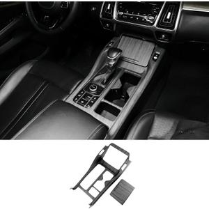 Matte Wood Grain ABS Car Center Console Gear Shift Panel Cover Front Central Water Cup Holder Frame Cover Trim Compatible with Sorento 2021-2025 Accessories