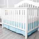 Belsden Blue Crib Skirt with Durable Woven Platform, Both Long Sides Pleated, Split Corners Dust Ruffle for Easy Placement Inside of Standard Crib Bed, 14 Inches (36cm) Length Drop, Blue