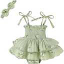 YOUNGER TREE Baby Girl Clothes Infant Summer Romper Dress Sleeveless Bodysuit Jumpsuit with Headband Toddler Outfits 0-3M
