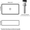 24×14 Inch Stone Resin Bathroom Vessel Sink, Black Rectangle, 22x14 inches