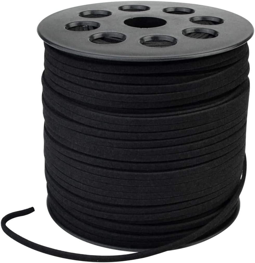 3mm x100 Yards Black Suede Cord Suede Lace Faux Leather Cord with Roll Spool for Bracelet Necklace Beading DIY Handmade Crafts