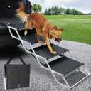 DGSL Extra Wide 4-Step Dog Ramp for Truck, SUV & Bed - Folding Steps with Non-Slip Surface, Supports Up to 250 Lbs (Black)