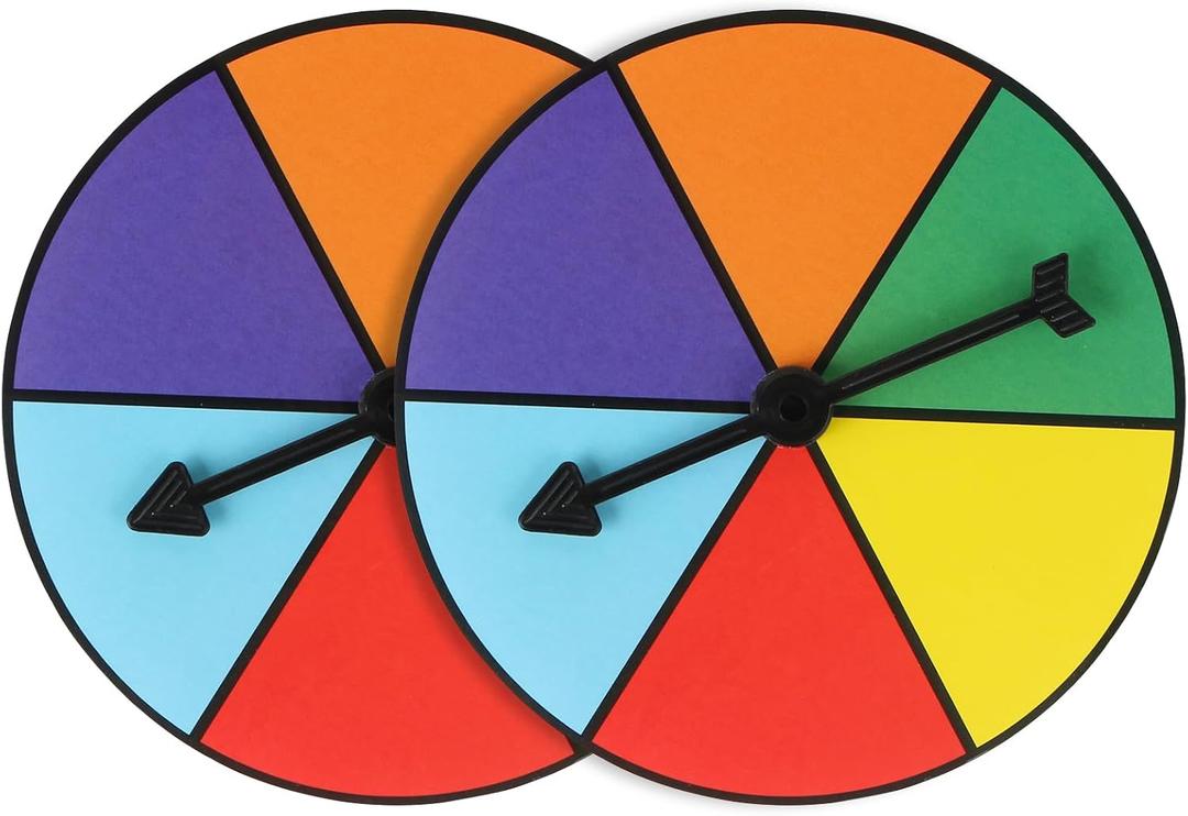 MIDELONG Rainbow Color Math Spinners, Probability Spinner Wheel, Plastic, Pack of 2