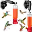 ORIENTOOLS Hummingbird Feeder with Window Hanger- 2pcs Window Bird Feeder, 2.2 oz/Pc Mini Hanging Flower Bird Feeders for Suction Cup