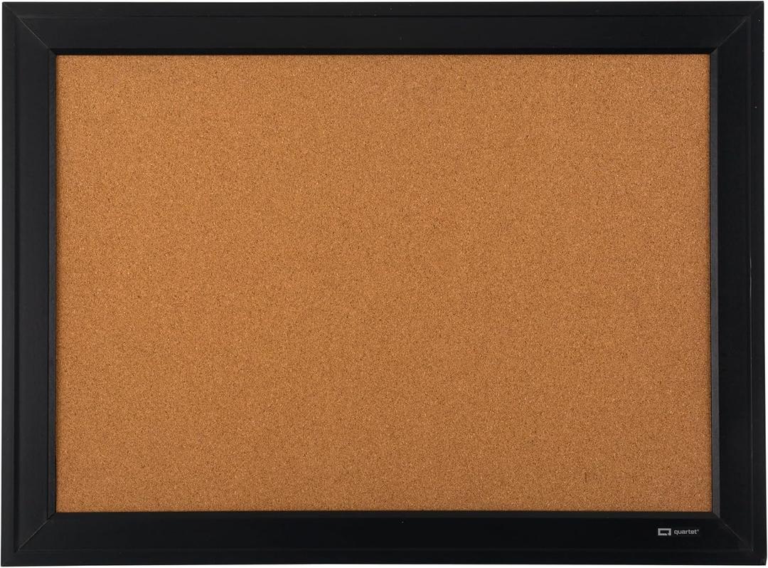 Quartet Cork Board Bulletin Board, 17" x 23", Framed Corkboard, Black Frame, Decorative Hanging Pin Board, Perfect for Office & Home Decor, Home School Message Board or Vision Board (79281)