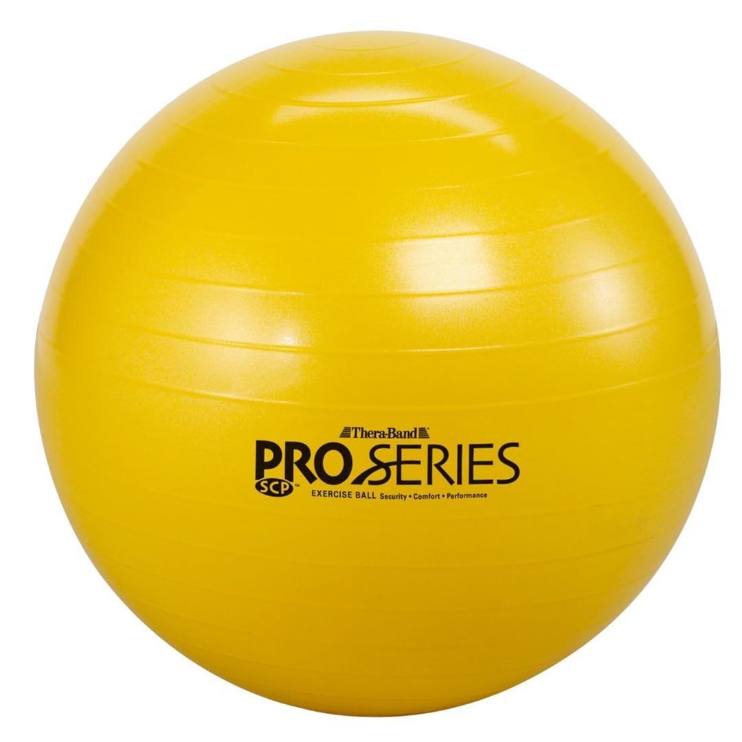 THERABAND Pro Series Exercise Ball, 22" Yellow  Stability Ball for 5'1"5'6" Users, Anti-Burst Yoga & Pilates Ball, Balance & Core Trainer, For Athletes Fitness at Gym & Home