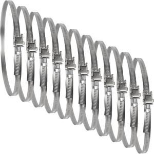 6" Inch Ducting Clamp - 10 Pieces of Adjustable Stainless Steel Duct Hose Clamps with Worm Gear - Wide Diameter Range Fastener for Flexible Ducting (Pack of 10)