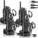 H888S 4 Pack Walkie Talkies Handheld Two Way Radio with Original Earpieces, 2-Way Radios UHF Handheld Transceiver Walky Talky, with 2-in-1 Type-C Charging Cable&Charging Station4 Pack