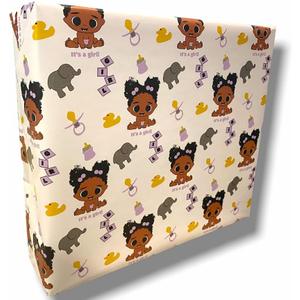 Makena Prints All Occasion Infant Baby Girl Premium Wrapping Paper with Cut Lines on Reverse (30 inches by 16 feet; 40sq ft per roll) for Birthdays, Weddings, Baby Showers, and more. Pink and white