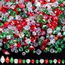 Ferreve 1290 Pcs Christmas Beads Assorted Crystal Rondelle Light Beads for Jewelry Making AB Beads Faceted Glass Beads with Bead Assortments for DIY Necklace Bracelet Earring Crafts(Retro Color)
