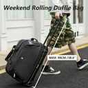 OIWAS Small Rolling Duffle Bag with Wheels, Travel 22 inch Carry On Luggage Unisex-Adult Short Term Trips Expandable 50L to 60L