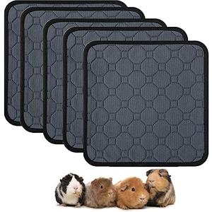 Guinea Pig Cage Liners - Washable Guinea Pig Pee Pads, Waterproof Reusable & Anti Slip Guinea Pig Bedding Fast and Super Absorbent Pee Pad for Small Animals Rabbit Hamster Rat (12" 12"(5 pcs)