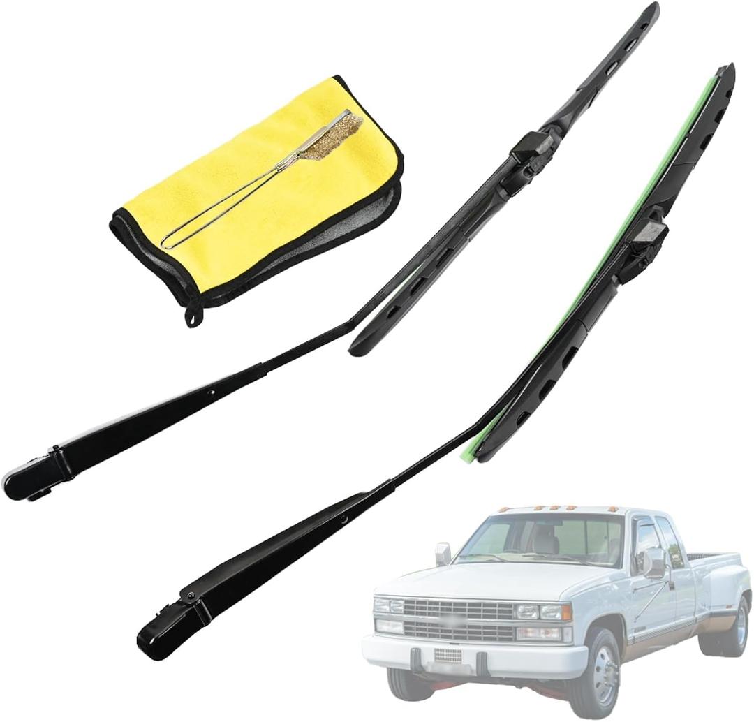 1 Pair Front Windshield Wiper Arm & 18" Blade Kit 22110157 Compatible with Chevrolet GMC C1500 C2500 C3500 K1500 K2500 K3500 1988-1994, Fit for Chevrolet GMC Suburban 1992-1994