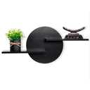 Hukalw Black Circle Wood Wall Floating Shelf, Round Decorative Display Wall Mount Shelf, Hanging Shelves for Living Room, Bedroom, Bathroom, Home Office Wooden Wall Art Decor