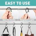 Navona 60 Pcs S Hooks for Hanging Heavy Duty, 3.5-inch Heavy Duty Metal S Hook with Safety Buckle, Suitable for 0.5 inch Rods, S Hook for Hanging Plants, Closet, Kitchen Utensil, Pot, Pan, Bags