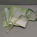 Aliceset 12 Pcs Clear Plastic Gift Bag with Die Cut Handles Reusable PP Favor Bag with Ribbon for Wedding Bridal Birthday Baby Shower Party Small Business, 7x10x3.15 Inch(Sage Green)