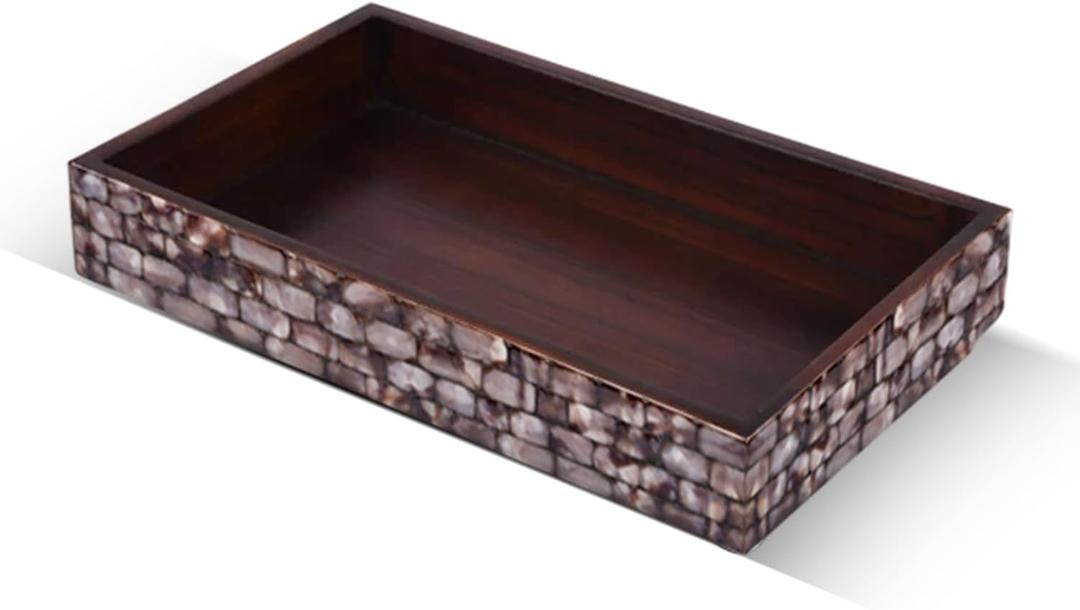 Handicrafts Home 10x6 Towel Tray Mother of Pearl Grey Handmade Tray for Hand Towels, Perfumes & Toiletries