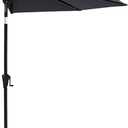C-Hopetree 9 ft Half Round Outdoor Patio Market Wall Umbrella with Tilt, Black