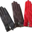 Traditional Womens Winter Texting Touchscreen Driving Lambskin Leather Gloves Wool Blend Lining (7)