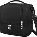 Lunch Box Lunch Bag for Women Men Reusable Insulated Lunch Bag Women Lunch Cooler Tote Bags with Adjustable Shoulder Strap for Office Work Picnic Travel, Black
