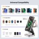 【2026 Upgraded】Wireless Charger 3 in 1, Foldable Wireless Charging Station with Night Light for Apple MagSafe Charger, Travel Magnetic Charger Stand, Nightstand Fast 15W Charging Station (20W Adapter)