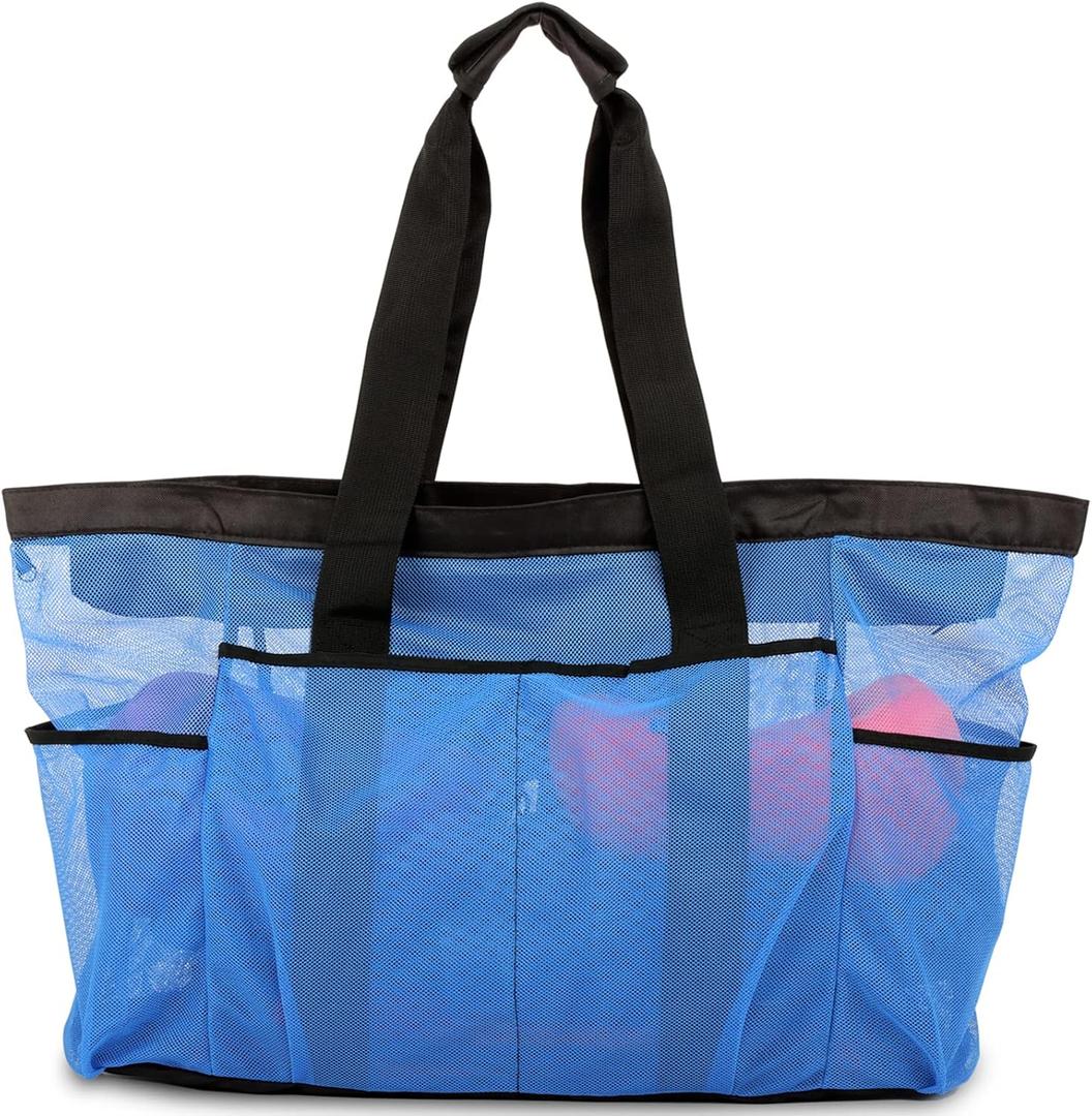 Extra Large Beach Bag Mesh Tote with Zipper and Pockets Ideal for Your Family Cruise/Beach Vacation Essentials | Extra Large, with Zipper, and Pockets
